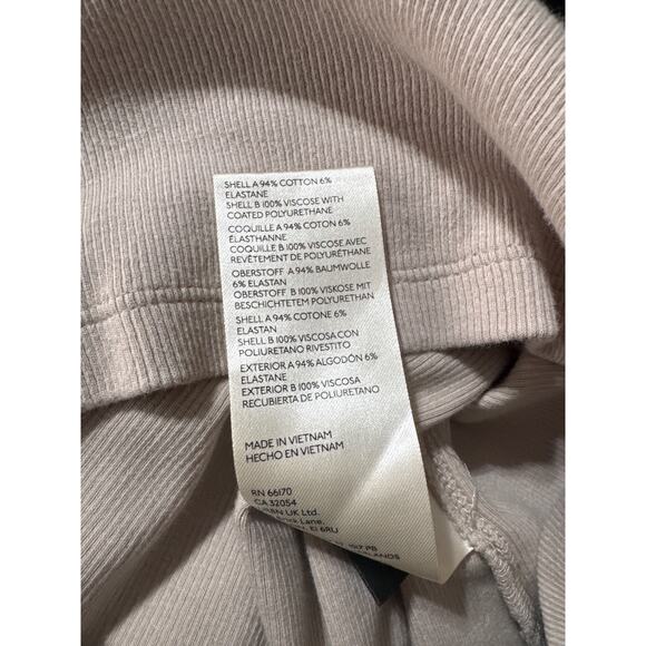 Maeve Anthropologie Light Sand Faux Leather Inset Rib Pullover Top Size L Nwt - Picture 8 of 8